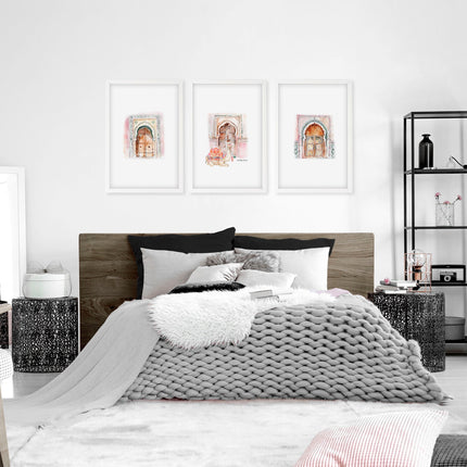Wall Pictures In Frames | Set of 3 Moroccan Inspired Wall art Prints
