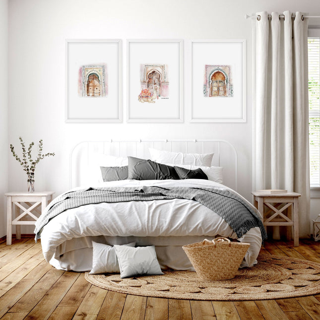 Wall Pictures In Frames | Set of 3 Moroccan Inspired Wall art Prints