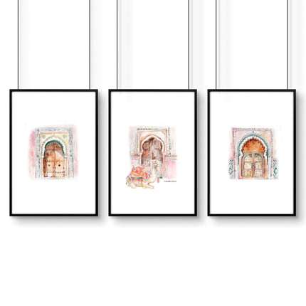 Wall Pictures In Frames | Set of 3 Moroccan Inspired Wall art Prints