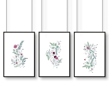 Wall prints bathroom | set of 3 Shabby Chic art prints
