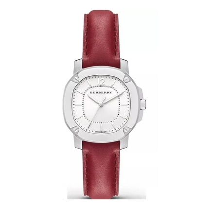 Burberry Brit The Britain White Dial Red Leather Strap Watch for Women - BBY1705