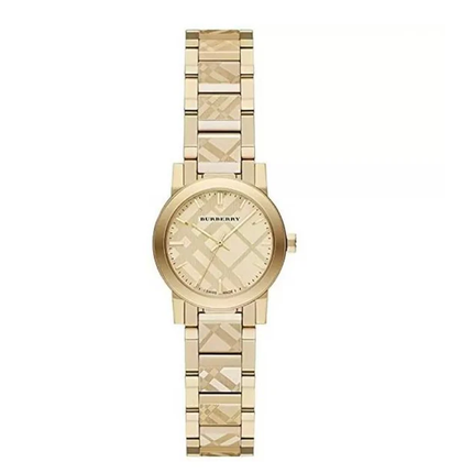 Burberry Ladies Watch The City 26mm Engraved Check Gold BU9234