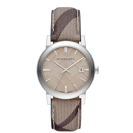 Burberry Ladies Watch The City 34mm Smoke Check Strap BU9118