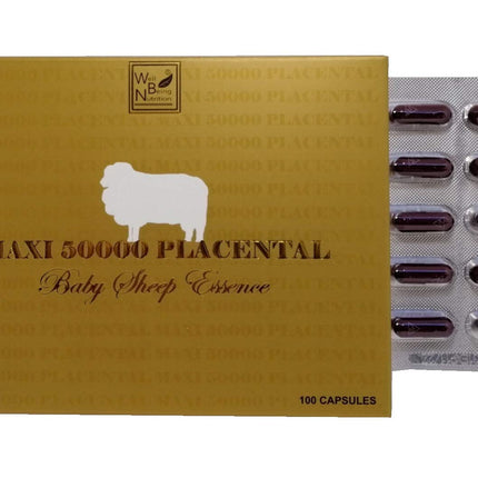 Wealthy Health Sheep Placenta Supplement – 50,000 mg, 100 Capsules (Australia)