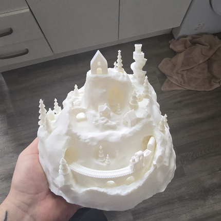 Snowy Christmas Cottage – LED-Safe 3D Printed Village Piece