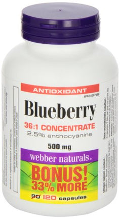 Webber Naturals Blueberry 36:1 Concentrate Capsule 500 mg | 120 Capsules