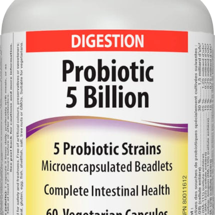 Webber Naturals Complete Probiotic – Multi-Strain, 5 Billion Active Cells, 60 Capsules