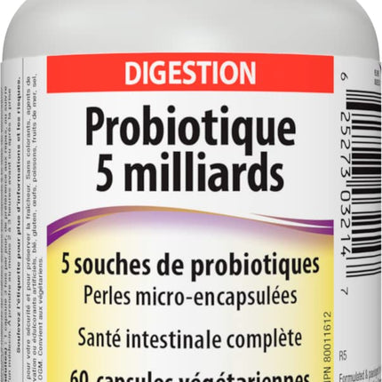 Webber Naturals Complete Probiotic – Multi-Strain, 5 Billion Active Cells, 60 Capsules