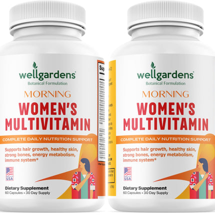 Wellgardens 100% Pure Women's Multivitamin for Hair Growth – Biotin, Zinc, Antioxidants | Made in USA – 60 Capsules (Pack of 2)