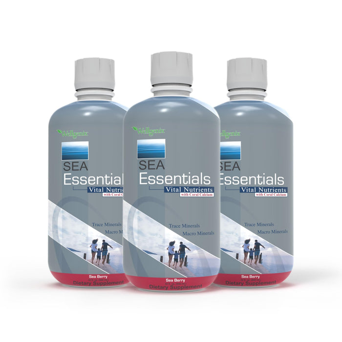 Wellgenix Sea Essentials Vital Nutrients – Coral Calcium Liquid Multivitamin, Sea Berry Flavor, 32oz