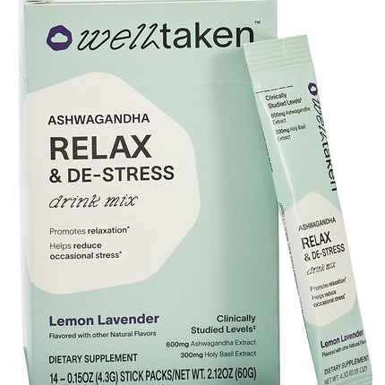 WellTaken Ashwagandha Relax & De-Stress Powder – Lemon Lavender (14 Servings)