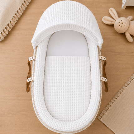 White Waffle Moses Basket Bedding Set (Basket Not Included!)