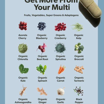 Multivitamin for Men | Daily Methylated B Complex, Whole Food Ingredients | Vegan & Non-GMO | 60 Caps