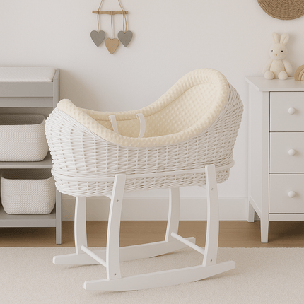 Wicker Deluxe Pod Baby Moses Basket With Stand