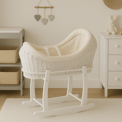 Wicker Deluxe Pod Baby Moses Basket With Stand