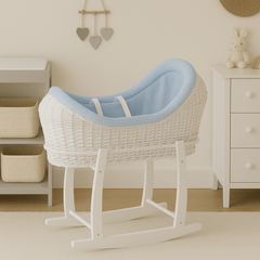 Wicker Deluxe Pod Baby Moses Basket With Stand