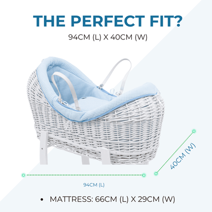 Wicker Deluxe Pod Baby Moses Basket With Stand