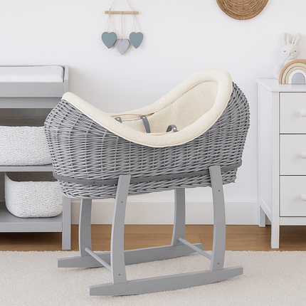 Wicker Deluxe Pod Baby Moses Basket With Stand