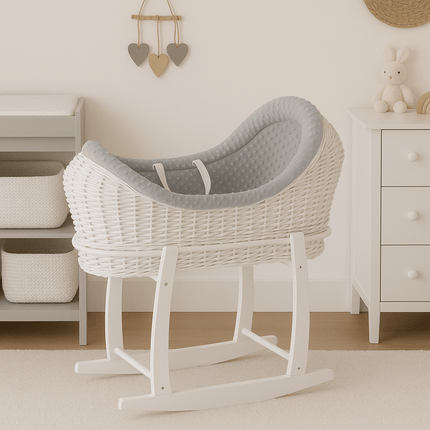 Wicker Deluxe Pod Baby Moses Basket With Stand