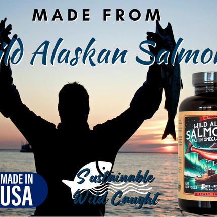 Wild Alaskan Salmon Oil Omega-3 Supplement (EPA & DHA) - 120 Softgels, 1000mg Each | Kwee-Jack Fish Co.