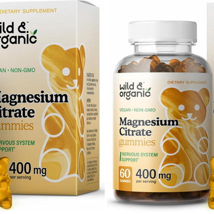 Wild & Organic Magnesium Citrate Gummies 400 mg | Mood & Calm Support (Pack of 2)