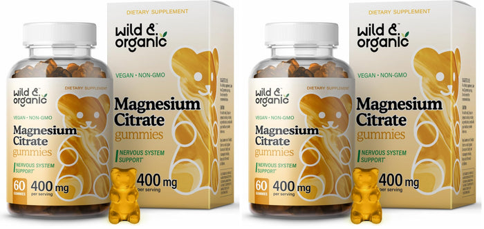 Wild & Organic Magnesium Citrate Gummies 400 mg | Mood & Calm Support (Pack of 2)