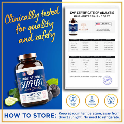 Windsor Botanicals Cholesterol Supplement – Bergamot, Berberine & Niacin | 90 Vegan Capsules