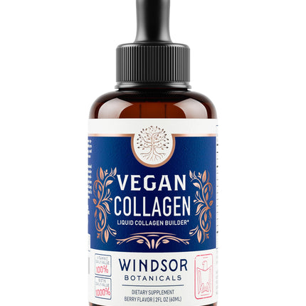 Windsor Botanicals Vegan Collagen Builder Liquid – 60-Day Supply | Vitamin C, Biotin, Hyaluronic Acid | Organic Fruits & Vegetables | 120ml