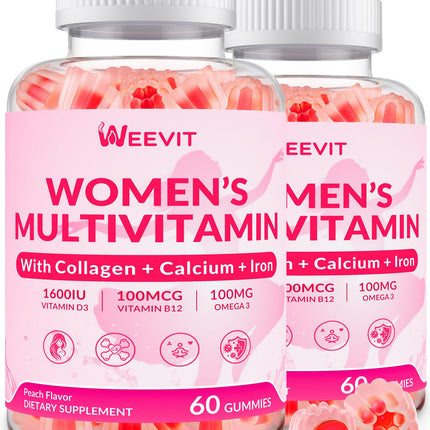 Womens Multivitamin Gummy – Collagen, Iron, Omega-3, Calcium | Sugar Free Daily Vitamins for Skin & Hair
