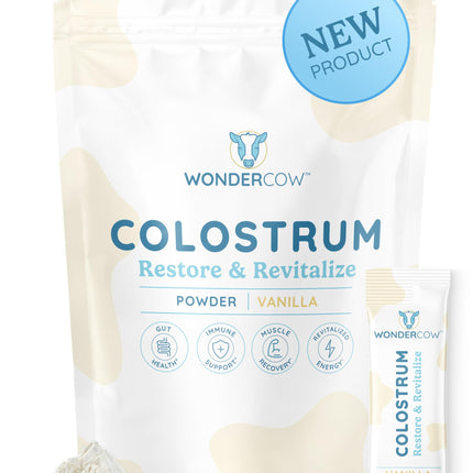 WonderCow Colostrum Powder Vanilla | Gut Health, Immunity & Muscle Recovery, 30 Servings