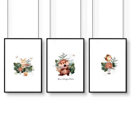 Woodland Nursery Print | Set of 3 wall art prints