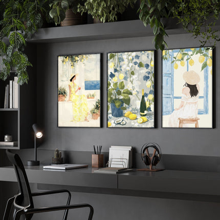 Workplace office decor | Set of 3 Italian Lifestyle Wall art Prints