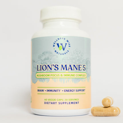 Wellness Wise Naturals Lion's Mane 5-Mushroom Complex – Focus & Immune Support | 60 Count