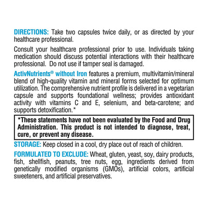 XYMOGEN ActivNutrients Without Iron - Multivitamin & Mineral Support