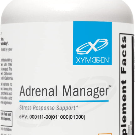 XYMOGEN Adrenal Manager Supplement - Energy, Stress Response + Adrenal Gland Support - with L-Tyrosine, Zinc Chelate, VIT B6, Magnesium, Pantothenic Acid, Rhodiola Rosea (60 Capsules)