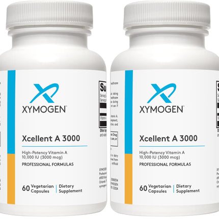 XYMOGEN Xcellent A 3000–10,000 IU Vitamin A (Retinyl Palmitate) - Immune & Skin Support, 60 Capsules Pack of 2
