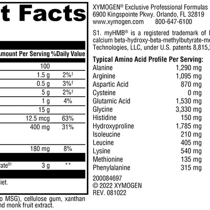 XYMOGEN FIT Food Collagen – Bovine Collagen Peptides with HMB + Vitamin D3, Vanilla, 15g Protein, 12.35 oz