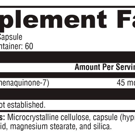 XYMOGEN K2-45 Vitamin K2 MK-7 - Non-GMO Soybeans - Most Bioavailable - 60 Capsules