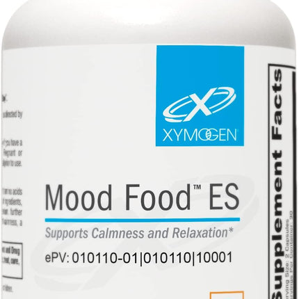 XYMOGEN Mood Food ES - Supports Calmness, Relaxation and a Healthy Mood with Active Folate, B Vitamins, 5-HTP, GABA, Minerals, Suntheanine L-Theanine, Selenium (60 Capsules)