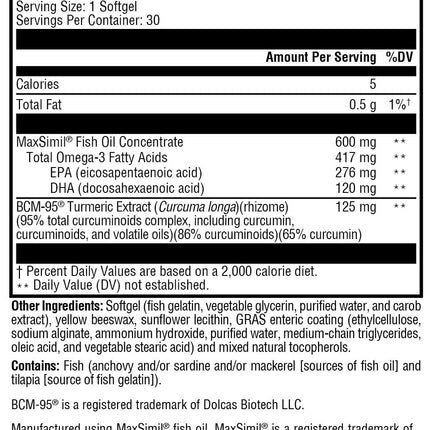 XYMOGEN Omega MonoPure Curcumin EC - Fish Oil + Turmeric (30 Softgels)