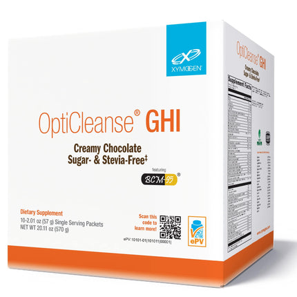 XYMOGEN OptiCleanse GHI Detox Gut Cleanse – Vegan Protein, Sugar-Free, Gluten-Free, Creamy Chocolate (10 Packets)