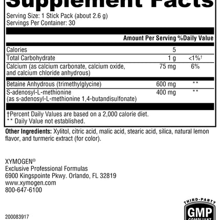 XYMOGEN SAM-e & TMG - Trimethylglycine, SAM-e 400mg, and Calcium Supplement - Liver and Mood Support Supplement - Gluten Free, Vegan & Non GMO (30 Servings)