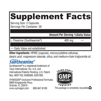 XYMOGEN L-Theanine 400mg – Suntheanine Calm & Relaxation Supplement | 60 Capsules