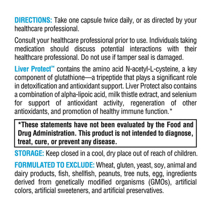 XYMOGEN Liver Protect - Liver Health Support with NAC, Milk Thistle, ALA & Selenium (60 capsules)