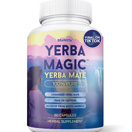 Yerba Magic 100% Yerba Mate Capsules – Clean Energy, Focus, Gut Health | 60 Servings