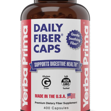 Yerba Prima Daily Fiber Caps Formula - 400 Capsules | Soluble & Insoluble Fiber