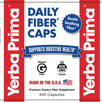 Yerba Prima Daily Fiber Caps Formula - 400 Capsules | Soluble & Insoluble Fiber