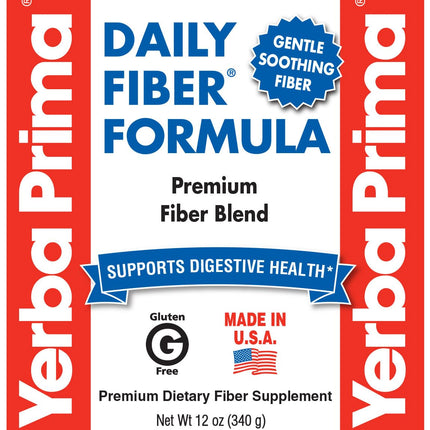 Yerba Prima Daily Fiber Formula Powder – 12 oz (Pack of 4) | Soluble & Insoluble Fiber for Gut Health | Vegan, Non-GMO, Gluten-Free