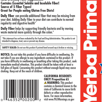 Yerba Prima Daily Fiber Formula Powder – 12 oz (Pack of 4) | Soluble & Insoluble Fiber for Gut Health | Vegan, Non-GMO, Gluten-Free