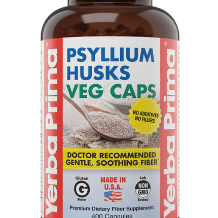 Yerba Prima Psyllium Husk Capsules - 400 Capsules (625 mg) | Vegan, Non-GMO, Gluten Free